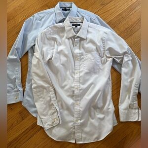 TWO Banana Republic Button-Down Dress Shirt - White / Light Blue, Men Size Med